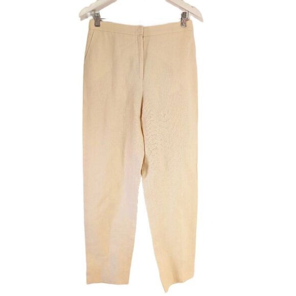 Max Mara Puro Lino Cream Straight Leg Linen Pants - Picture 1 of 8